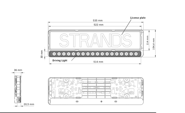 Strands integrert LED-lys i skiltholder! Oppgradert 809135 Nuuk E-line 8100 lumen 