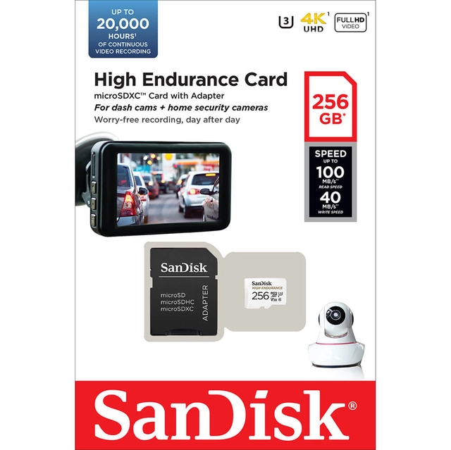 Sandisk 256GB High Endurance SD kort Designet for dashcam! 