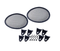 ConnectED Sortlakkerte alugriller, 6,5&quot; 2 x griller, 8 x festeklemmer medf&#248;lger