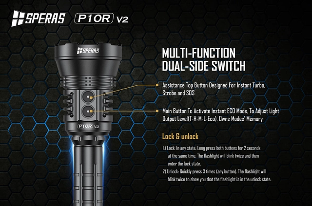 Speras P10Rv2 lykt i praktisk koffert 10.000lm / 574 meter kastelengde 
