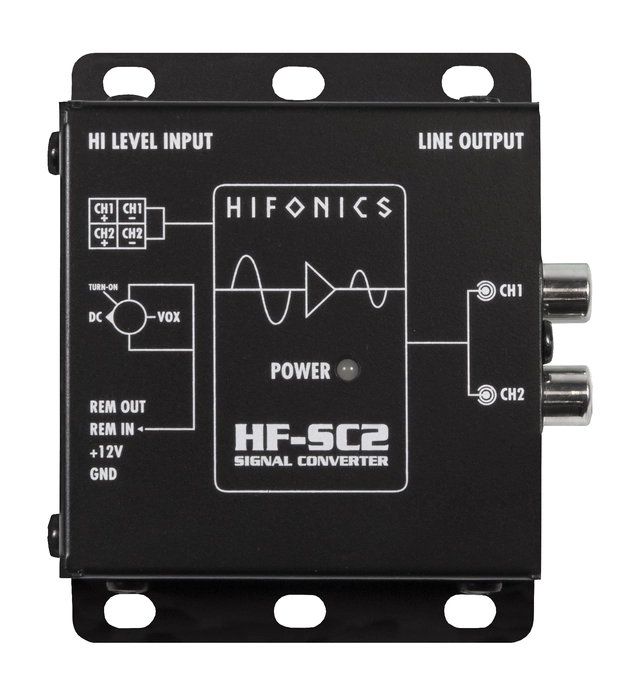 HiFonics HF-SC2-ISO høy-lav nivå adapter 2-kanals. ISO-tilkobling 