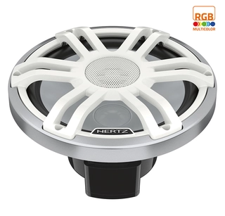 Hertz HMX8SLDSW 8" koaxial 2-v hvit LED Sprutsikker IP65, 200W RGB LED-lys