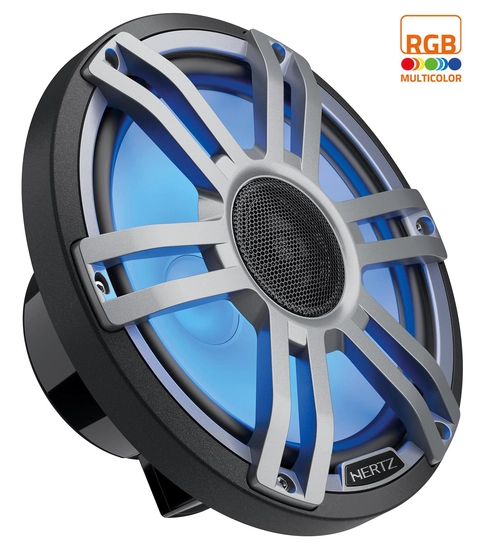 Hertz HMX8SLDG 8" koaxial 2-v grå LED Sprutsikker IP65, 200W RGB LED-lys