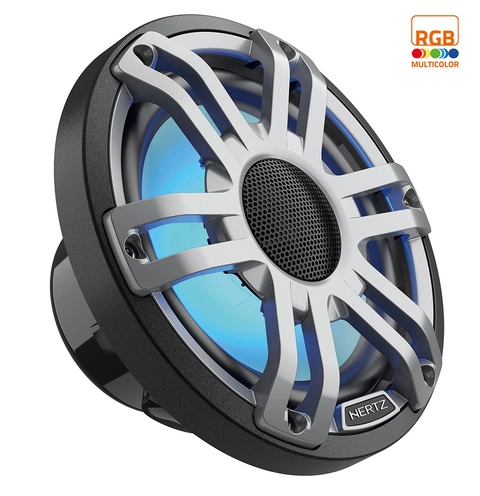 Hertz HMX65SLDG 6½" koaxial 2-v grå LED Sprutsikker IP65, 150W RGB LED-lys