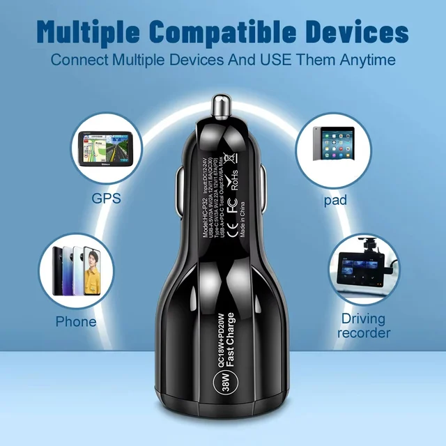 ConnectED Phone billader 48W, både USB og Type-C 