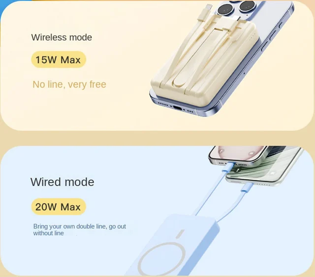 ConnectED powerbank 10.000mAh Trådløs m Type-C og Lightning kabel 