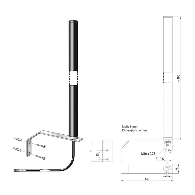 ATTB DAB-antenne - FME Leveres med veggfeste 