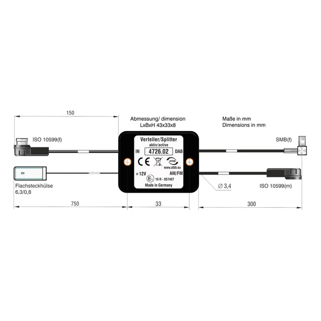 ATTB FM/DAB splitter - SMB ISO (Han) -> ISO (Hun) 