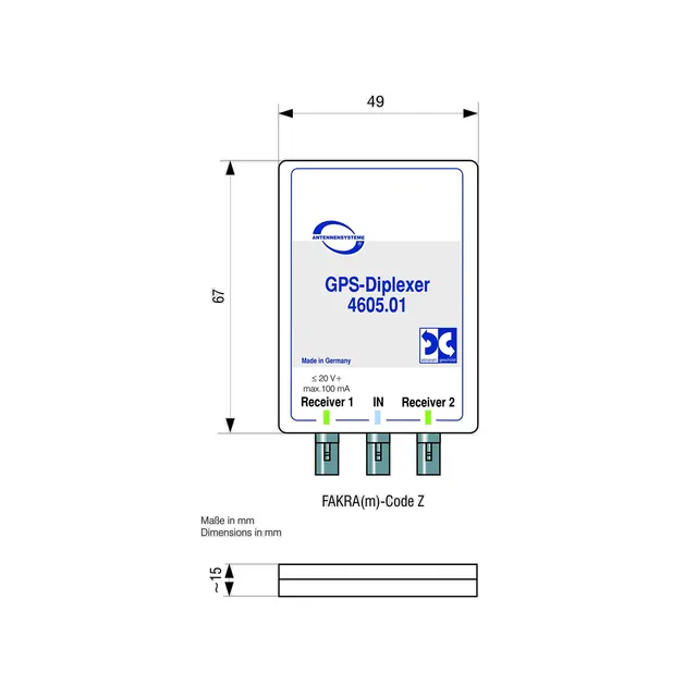 ATTB GPS splitter - Fakra For å benytte 1 GPS antenne på 2 enheter 