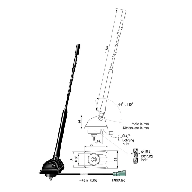 ATTB DAB-antenne - Fakra Passiv antenne for montering på tak 