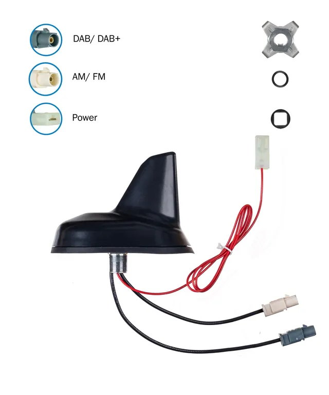ATTB DAB/FM-antenne - Fakra Aktiv sharkantenne for takmontering 