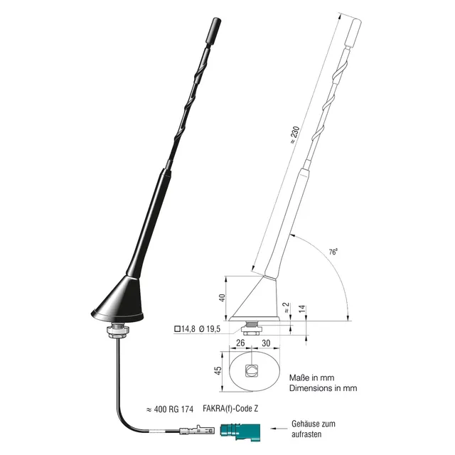 ATTB DAB-antenne - Fakra Passiv antenne for montering på tak 