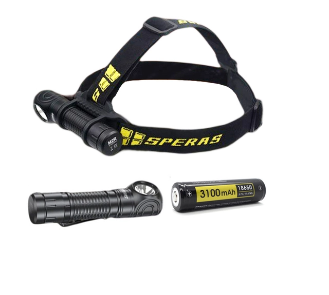 Speras M2R hode/lomme/arbeidslykt 1200lm / 125 meter kastelengde 