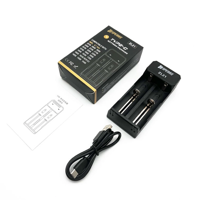 Speras Lader for 2 batterier TYPE-C ladekontakt 