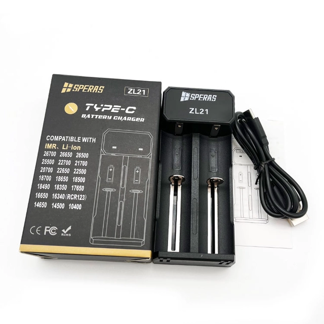 Speras Lader for 2 batterier TYPE-C ladekontakt 