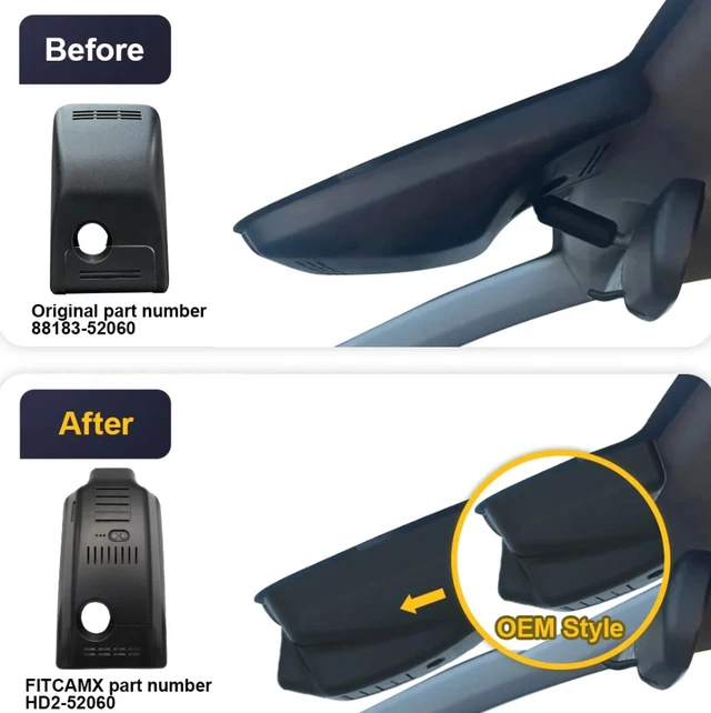 FITCAMX Integrert 4K Dashcam (foran+bak) Toyota Yaris (2015 - 2019) 