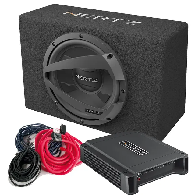 Hertz Basspakke 12" basskasse, forsterker og kabelkit 
