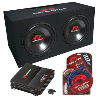 Renegade Basspakke 2x10" basskasse, forsterker og kabelkit