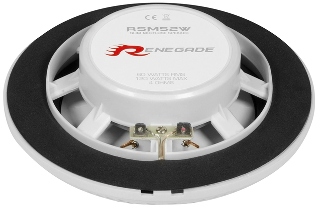 Renegade 5¼" 2-veis slim marinehøyttaler 60/120W, Hvit, slim 25mm dybde 