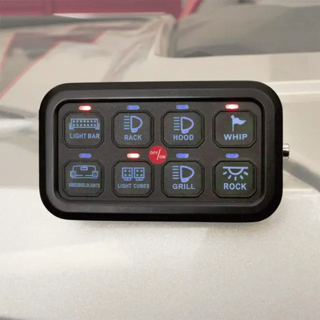 Metra LED bryterpanel 8 brytere med utskiftbare symboler 